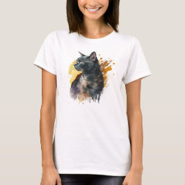 Watercolor Black Cat T-Shirt