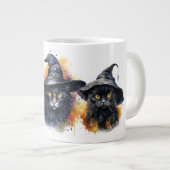 Watercolor Black Cat Trio Jumbo-Tasse (Vorderseite Rechts)
