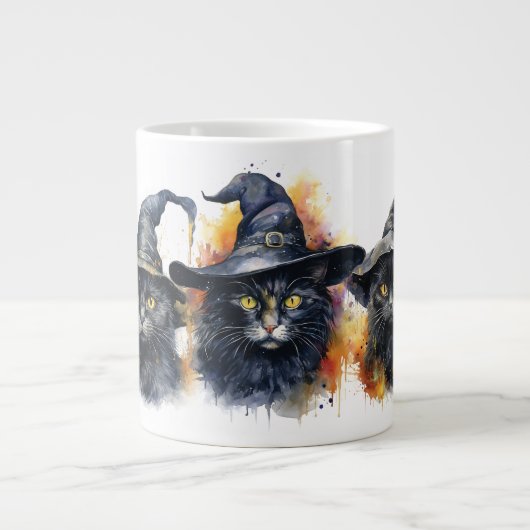 Watercolor Black Cat Trio Jumbo-Tasse (Vorderseite)