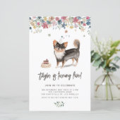 Watercolor Black Chihuahua Hund Birthday Einladung (Stehend Vorderseite)