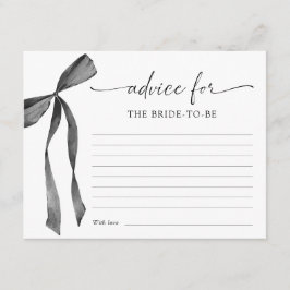 Watercolor Black Coquette Bow Bridal Shower Advice Begleitkarte