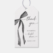 Watercolor Black Coquette Bow Bridal Shower Geschenkanhänger (Vorderseite)