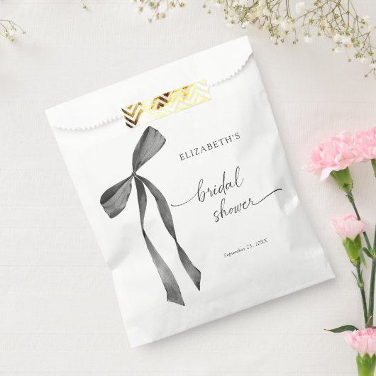 Watercolor Black Coquette Bow Bridal Shower Geschenktütchen (Versiegelt)