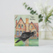 Watercolor Black Crow Haus Schrift Name | Postkarte (Stehend Vorderseite)