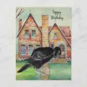 Watercolor Black Crow Haus Schrift Name | Postkarte (Vorderseite)