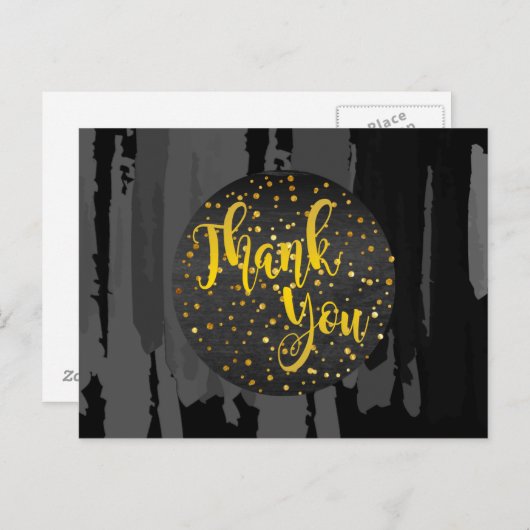 Watercolor Black Gold Vielen Dank Abstrakt Postkarte (Vorne/Hinten)