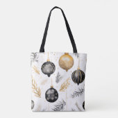 Watercolor Black & Gold Weihnachtsdesign Toag Tasche (Rückseite)
