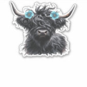 Watercolor Black Highland Cow Classic T - Shirt Aufkleber (Vorderseite)