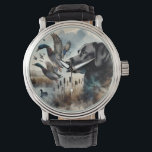 Watercolor Black Labrador And Ducks Armbanduhr<br><div class="desc">A Labrador dog and several ducks are featured,  blending into a natural wetland scene</div>