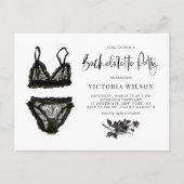 Watercolor Black Lace Lingerie Junggeselinnen-Absc Einladungspostkarte (Vorderseite)