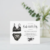 Watercolor Black Lace Lingerie Junggeselinnen-Absc Einladungspostkarte (Stehend Vorderseite)