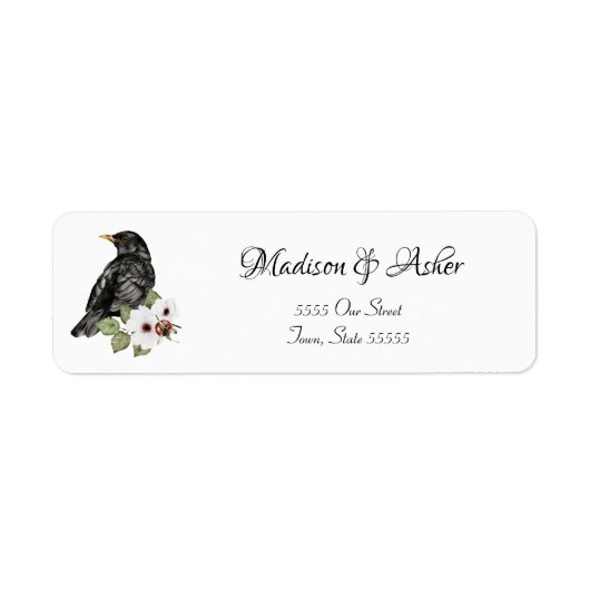 Watercolor Black Raven Elegant Bird Nature Script (Vorne)