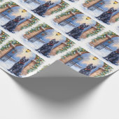 Watercolor Black Russian Terrier Iron Christmas Geschenkpapier (Ecke)
