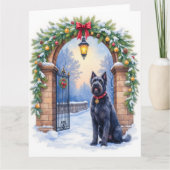 Watercolor Black Russian Terrier Iron Christmas Karte (Vorderseite)
