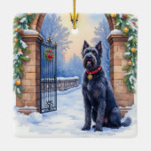 Watercolor Black Russian Terrier Iron Christmas Keramikornament (Rückseite)