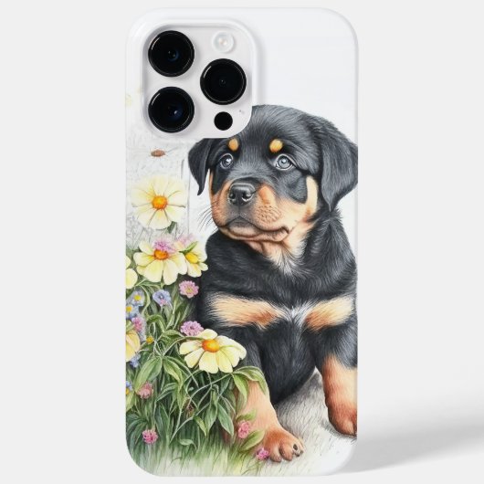 WATERCOLOR BLACK TAN ROTWEILLER PUPPENHUND Case-Mate iPhone HÜLLE (Rückseite)