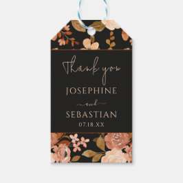 Watercolor Black Terracotta Floral Fall Wedding  Geschenkanhänger