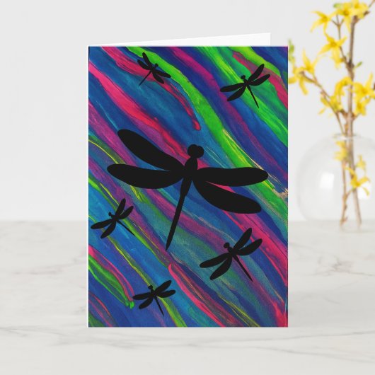 Watercolor-Blank-Gruß der Dragonfly Karte (Gelbe Blume)