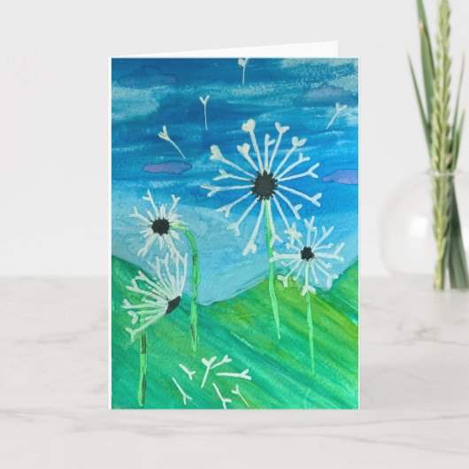 Watercolor-Blankenkarte Dandelion Karte (Vorderseite)