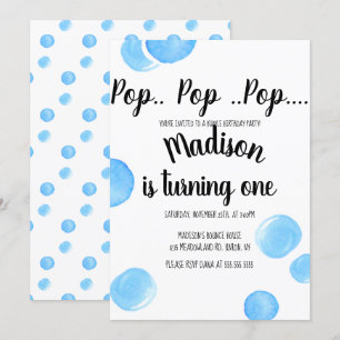 Watercolor-Blasen Pop Pop Pop Geburtstag  Einladung
