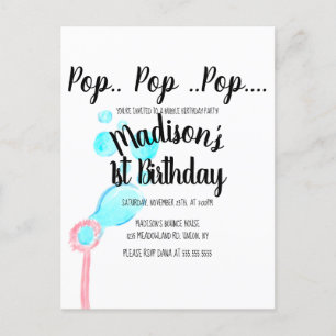 Watercolor-Blasenstab Pop Pop Pop Geburtstag  Postkarte