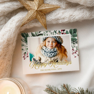Watercolor-Blätter Frohe Weihnachten Christmas-Fot Postkarte