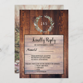 Watercolor-Blätter Holz Hochzeit RSVP Abendessen O Einladung