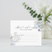 Watercolor Blau Blumenempfehlung und Wünsche Karte (Stehend Vorderseite)