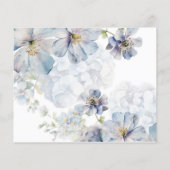 Watercolor Blau Blumenempfehlung und Wünsche Karte (Rückseite)