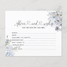 Watercolor Blau Blumenempfehlung und Wünsche Karte