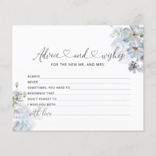 Watercolor Blau Blumenempfehlung und Wünsche Karte