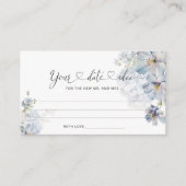 Watercolor Blau Blütenblüte Datum Ideen für die Na Begleitkarte (Vorderseite)