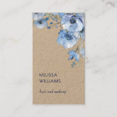 Watercolor Blau Floral | Qr Code Rustikal Visitenkarte (Vorderseite)