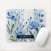 Watercolor Blau Garten Blumen Mauspad (Mit Mouse)