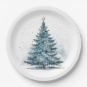Watercolor Blau und Silber Winter Wonderland Pappteller (Vorderseite)
