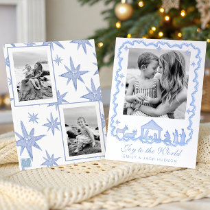 Watercolor Blau Weihnachten Geburt Christi