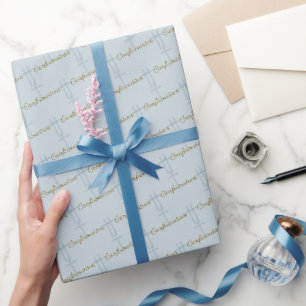 Watercolor Blaue Kreuzbestätigung Geschenkpapier