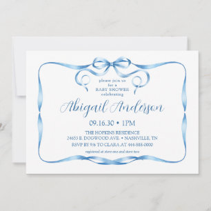 Watercolor Blaues Band Baby Shower Einladung