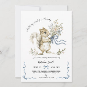 Watercolor Blaues Band Eichhörnchen Baby Shower  Einladung