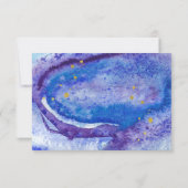 Watercolor blaues Geode und Imitat-Goldhochzeit RSVP Karte (Rückseite)