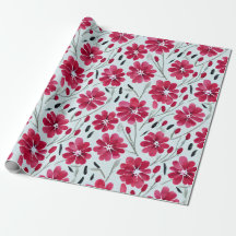 Watercolor Blood Red Blume Wrapping Paper