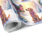 Watercolor Bloodhound Country Mailbox Christmas Geschenkpapier (Rolleneckpunkt)