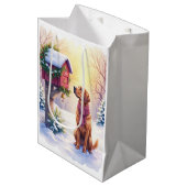 Watercolor Bloodhound Country Mailbox Christmas Mittlere Geschenktüte (Vorderseite Schrägansicht)