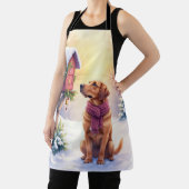 Watercolor Bloodhound Country Mailbox Christmas Schürze (InSitu)