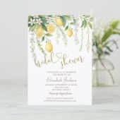  Watercolor Blooming Lemons Bridal Shower  Einladung (Stehend Vorderseite)