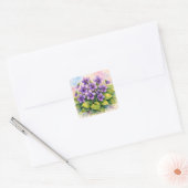 Watercolor Blooming Purple Violets  Quadratischer Aufkleber (Umschlag)