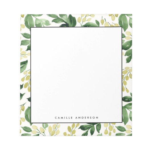 Watercolor Blossom Leaves Notizblock (Vorderseite)