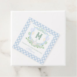 Watercolor Blue 1st Birthday Monogram Crest Gift Geschenkanhänger