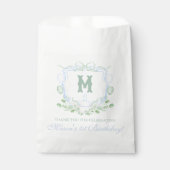 Watercolor Blue 1st Birthday Monogram Crest Gift Geschenktütchen (Vorderseite)