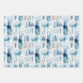 Watercolor Blue Abstrakt Striping Circles Geschenkpapier Set (Vorderseite 3)